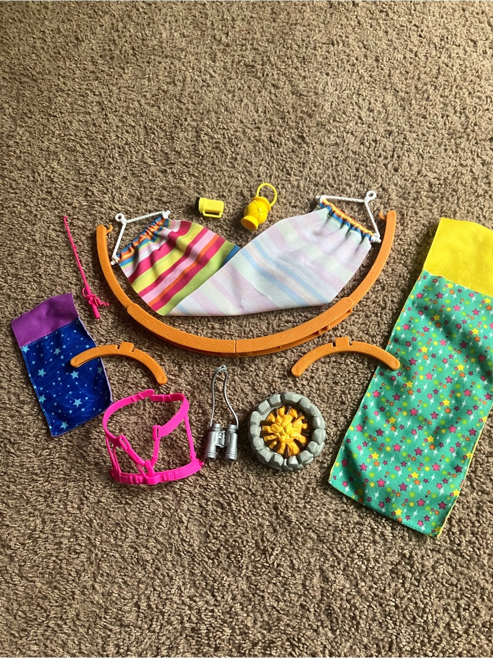 Barbie Pink & Yellow Striped Hammock Playset